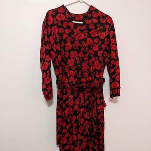 Vintage Red Floral Wiggle Dress with original belt